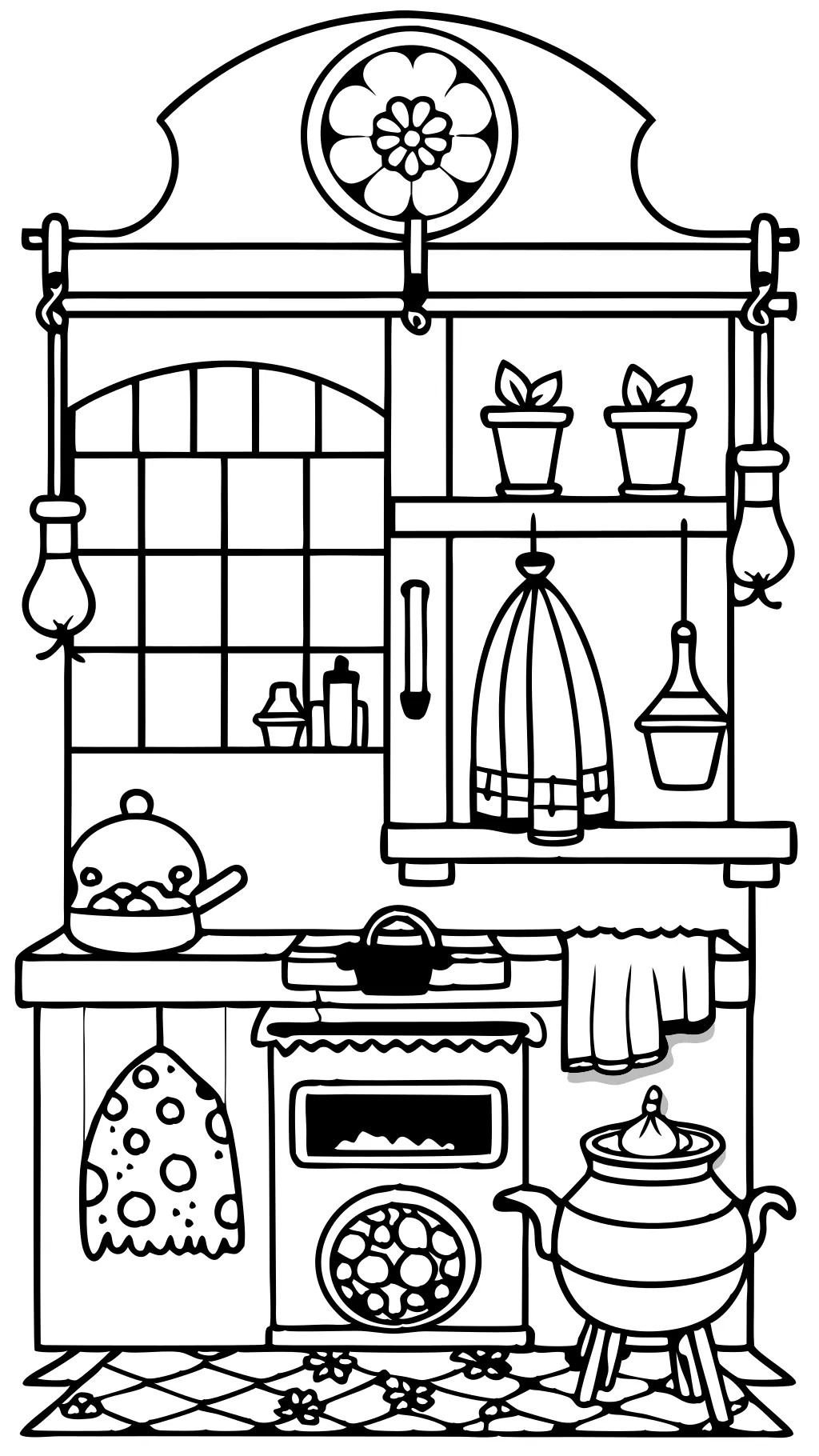 coloring pages of a kitchen